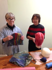 Barbara and Grace with finished pieces